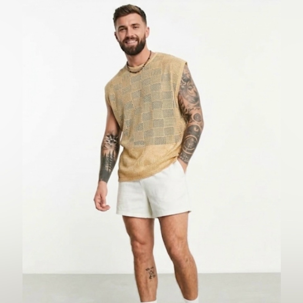 ASOS Beige Knit Sleeveless Tank Top